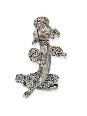 Estate Gerry’s Silver Tone Standing Dancing Poodle Dog Brooch Pin 1.5” VTG